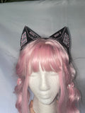 Cyber Kitten Ears - black and baby pink